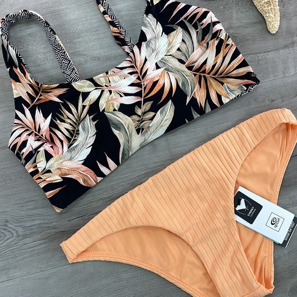 ☀️RIP CURL☀️ reversible HAVANA TWIST CROP PREMIUM SURF CHEEKY PANT BIKINI SET
